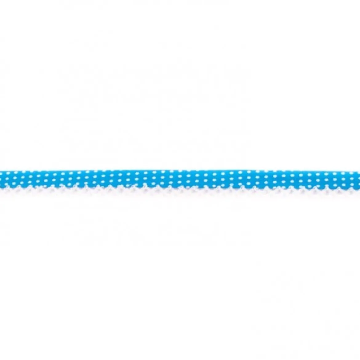 Baumwoll Schrägband Häkelborte Punkte blau weiß Meterware Breite: 1,5cm