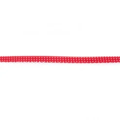 Baumwoll Schrägband Häkelborte Punkte dunkelrot weiß Meterware Breite: 1,5cm