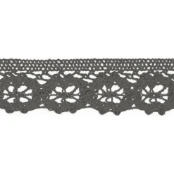 Baumwoll-Spitze Häkelspitze Meterware grau Breite: 30mm