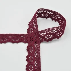 Baumwoll-Spitze Häkelspitze Meterware bordeaux Breite: 30mm