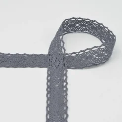 Baumwoll-Spitze Häkelspitze Meterware grau Breite: 25mm