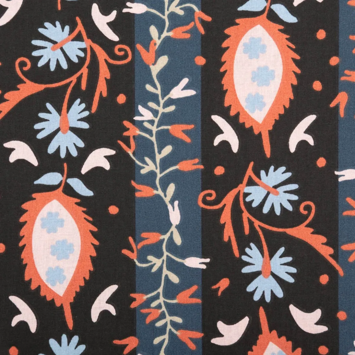 Baumwollstoff Alezia Streifen Blumen schwarz 1,47m Breite