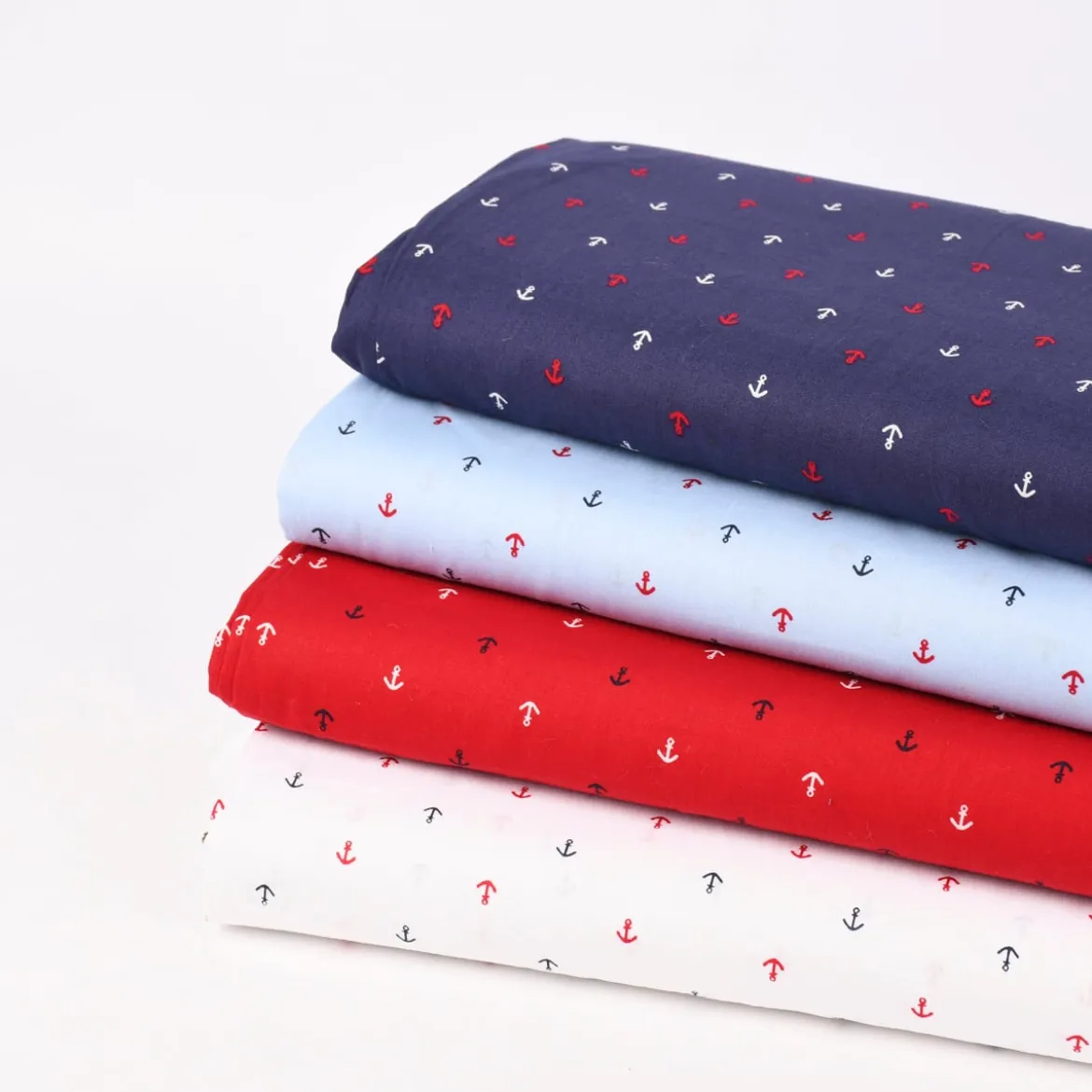 Baumwollstoff Anker klein weiß blau rot 1,5m Breite