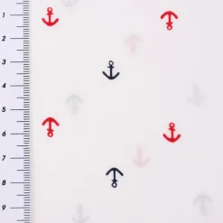 Baumwollstoff Anker klein weiß blau rot 1,5m Breite