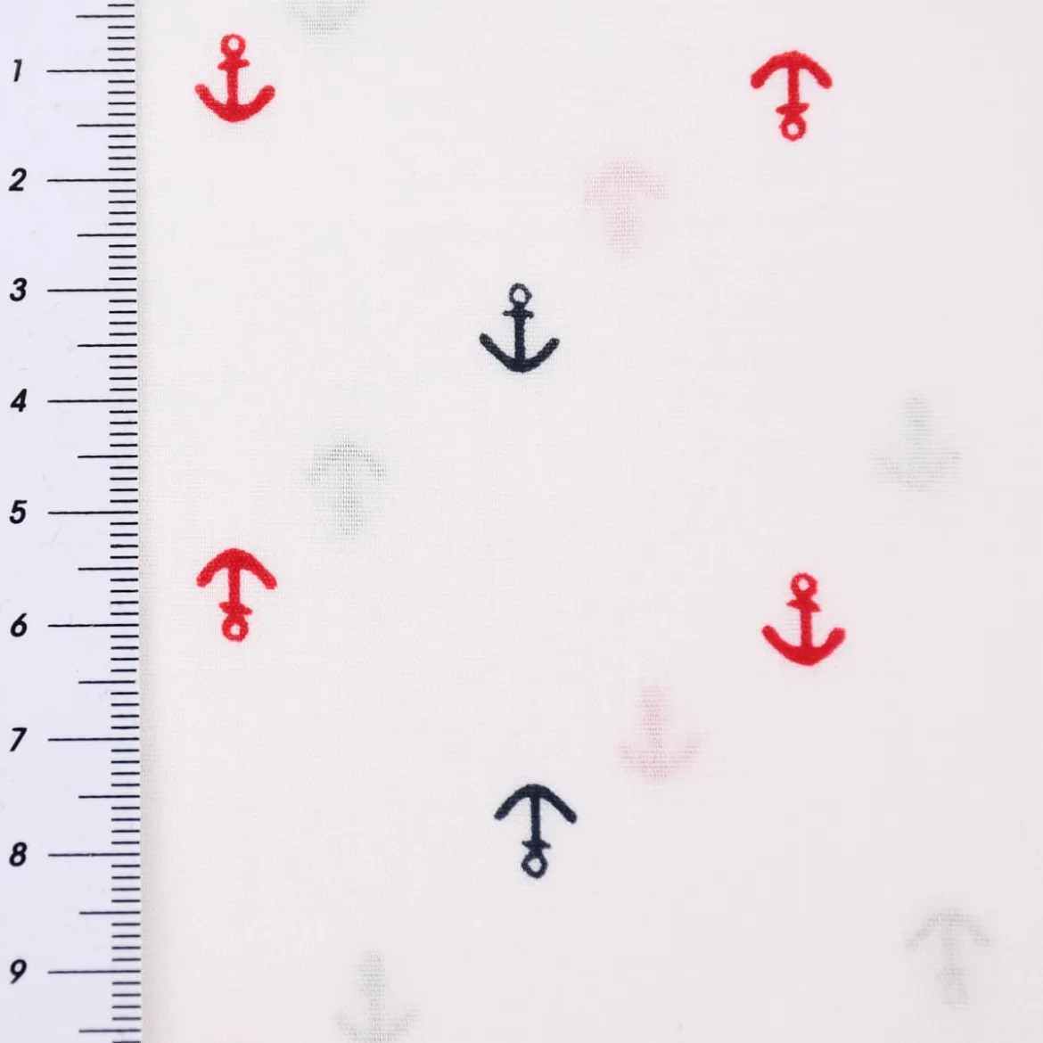 Baumwollstoff Anker klein weiß blau rot 1,5m Breite