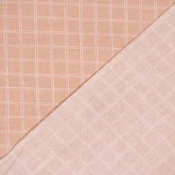 Baumwollstoff beschichtet Tischdeckenstoff Enduit Gitter Karo skin beige 1,45m Breite