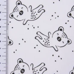 Baumwollstoff BIPPY Bär Punkte weiß schwarz 1,5m Breite