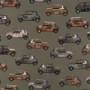 Baumwollstoff Canvas Digital Cars Army Green Retro Autos khakigrün braun 1,40m Breite