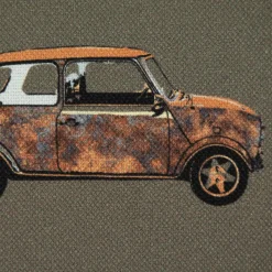 Baumwollstoff Canvas Digital Cars Army Green Retro Autos khakigrün braun 1,40m Breite