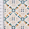 Baumwollstoff CAPUCINE Mandala Retro Blume grafisch weiß beige petrol ocker 1,50m Breite
