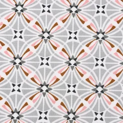 Baumwollstoff CAPUCINE Mandala Retro Blume grafisch weiß grau braun rosa 1,50m Breite