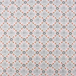 Baumwollstoff CAPUCINE Mandala Retro Blume grafisch weiß grau braun rosa 1,50m Breite