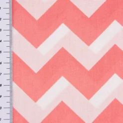 Baumwollstoff Chevron Zacken breit koralle weiß 1,40m Breite