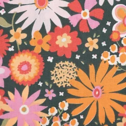 Baumwollstoff Childhood Blumen grün, orange 1,47m Breite