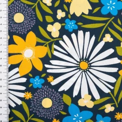 Baumwollstoff Choupette Blumen blau bunt 1,47m Breite