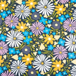 Baumwollstoff Choupette Blumen blau bunt 1,47m Breite