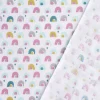 Baumwollstoff COBONI Regenbogen Hügel weiß lila grau türkis grün 1,5m Breite