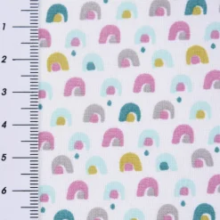 Baumwollstoff COBONI Regenbogen Hügel weiß lila grau türkis grün 1,5m Breite