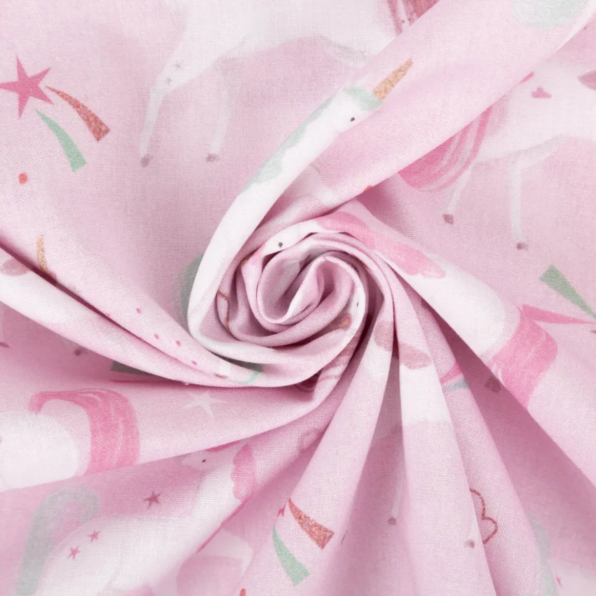 Baumwollstoff Coline Einhorn rosa 1,47m Breite