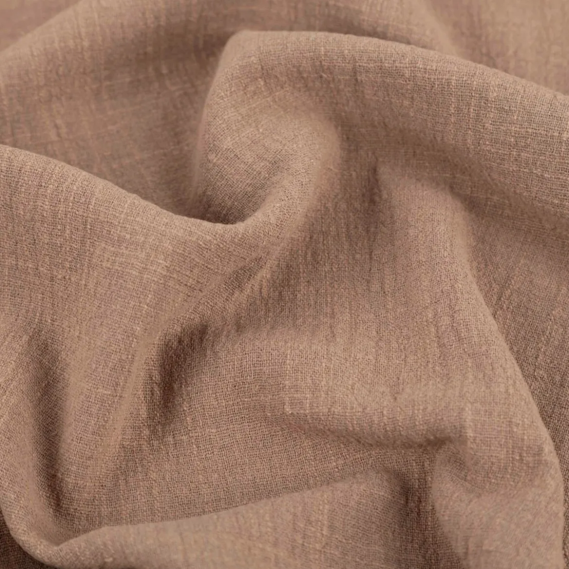 Baumwollstoff Cotton Slub washed taupe-braun 1,30m Breite