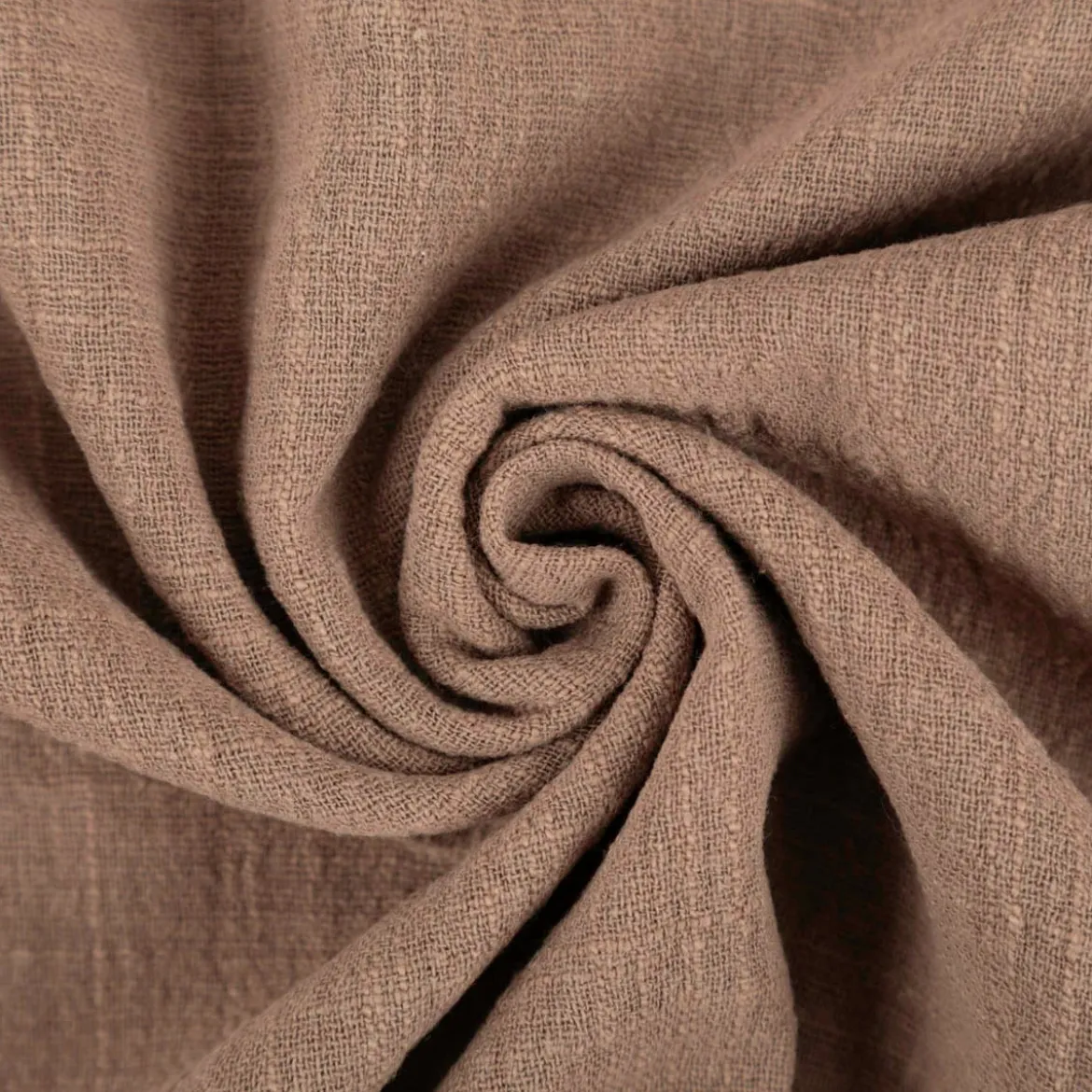 Baumwollstoff Cotton Slub washed taupe-braun 1,30m Breite