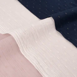 Baumwollstoff Crinkle Dobby Lurex rosa goldfarbig 1,35m Breite