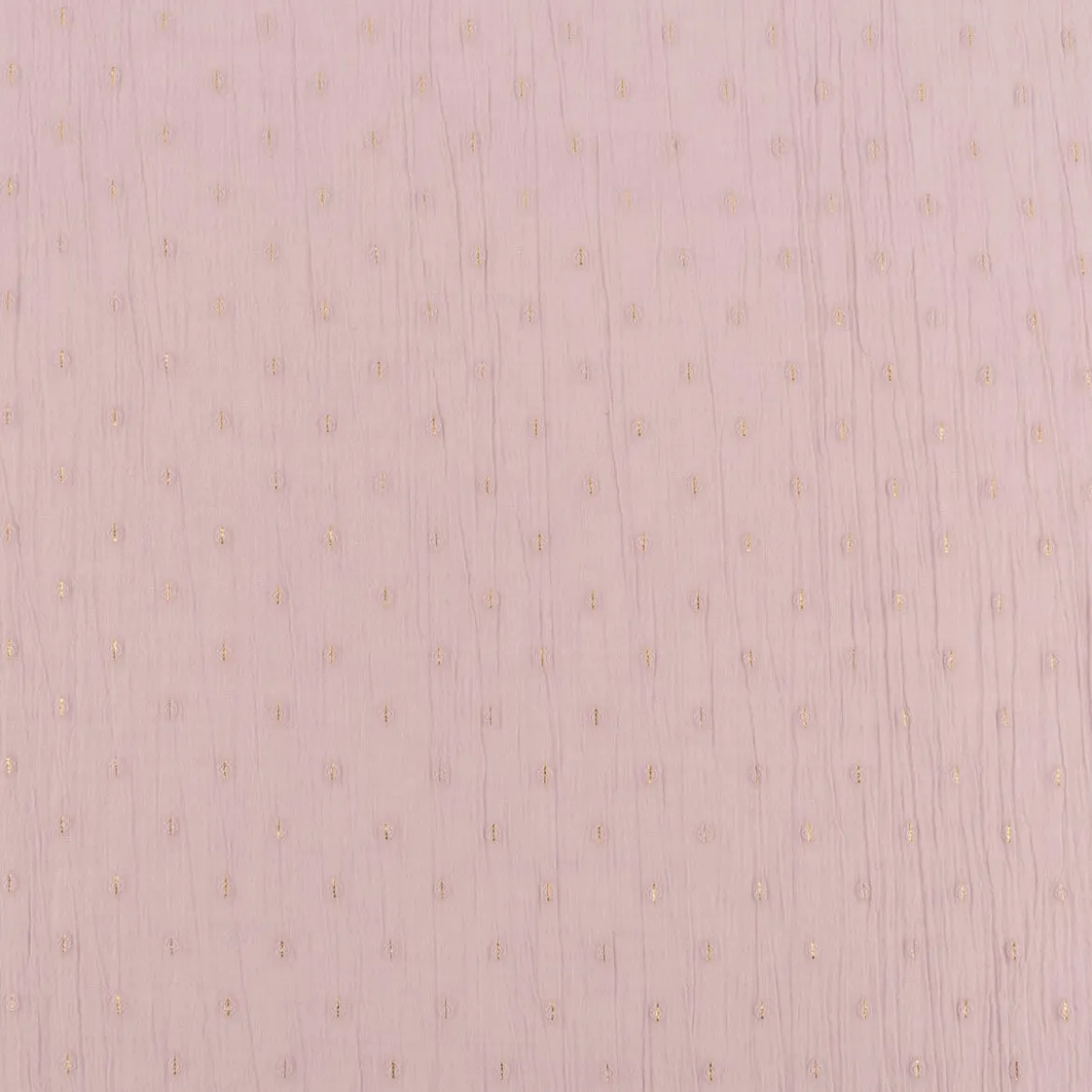 Baumwollstoff Crinkle Dobby Lurex rosa goldfarbig 1,35m Breite