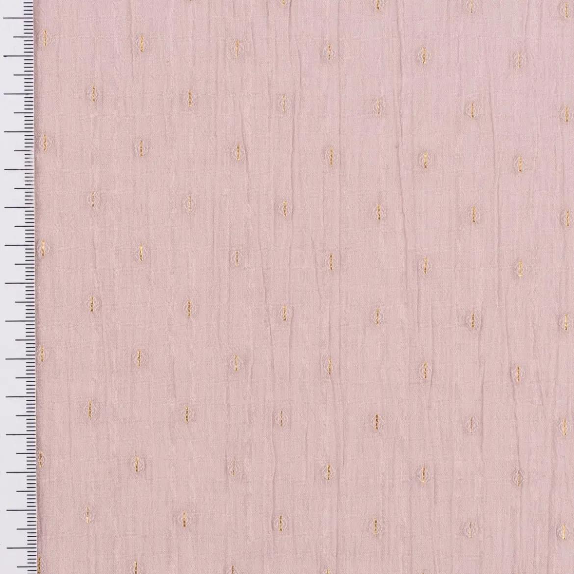 Baumwollstoff Crinkle Dobby Lurex rosa goldfarbig 1,35m Breite