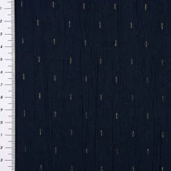 Baumwollstoff Crinkle Dobby Lurex dunkelblau goldfarbig 1,35m Breite