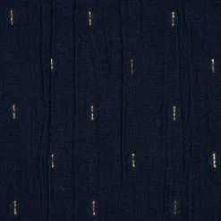 Baumwollstoff Crinkle Dobby Lurex dunkelblau goldfarbig 1,35m Breite
