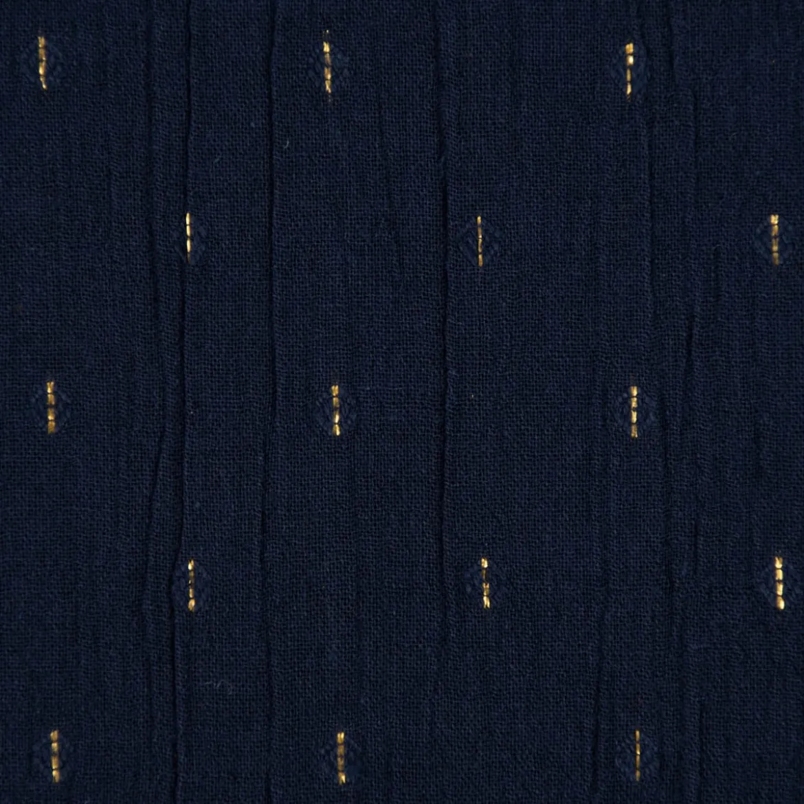 Baumwollstoff Crinkle Dobby Lurex dunkelblau goldfarbig 1,35m Breite