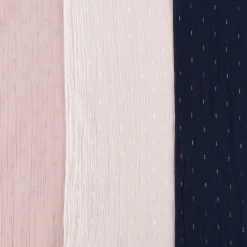 Baumwollstoff Crinkle Dobby Lurex dunkelblau goldfarbig 1,35m Breite