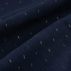 Baumwollstoff Crinkle Dobby Lurex dunkelblau goldfarbig 1,35m Breite
