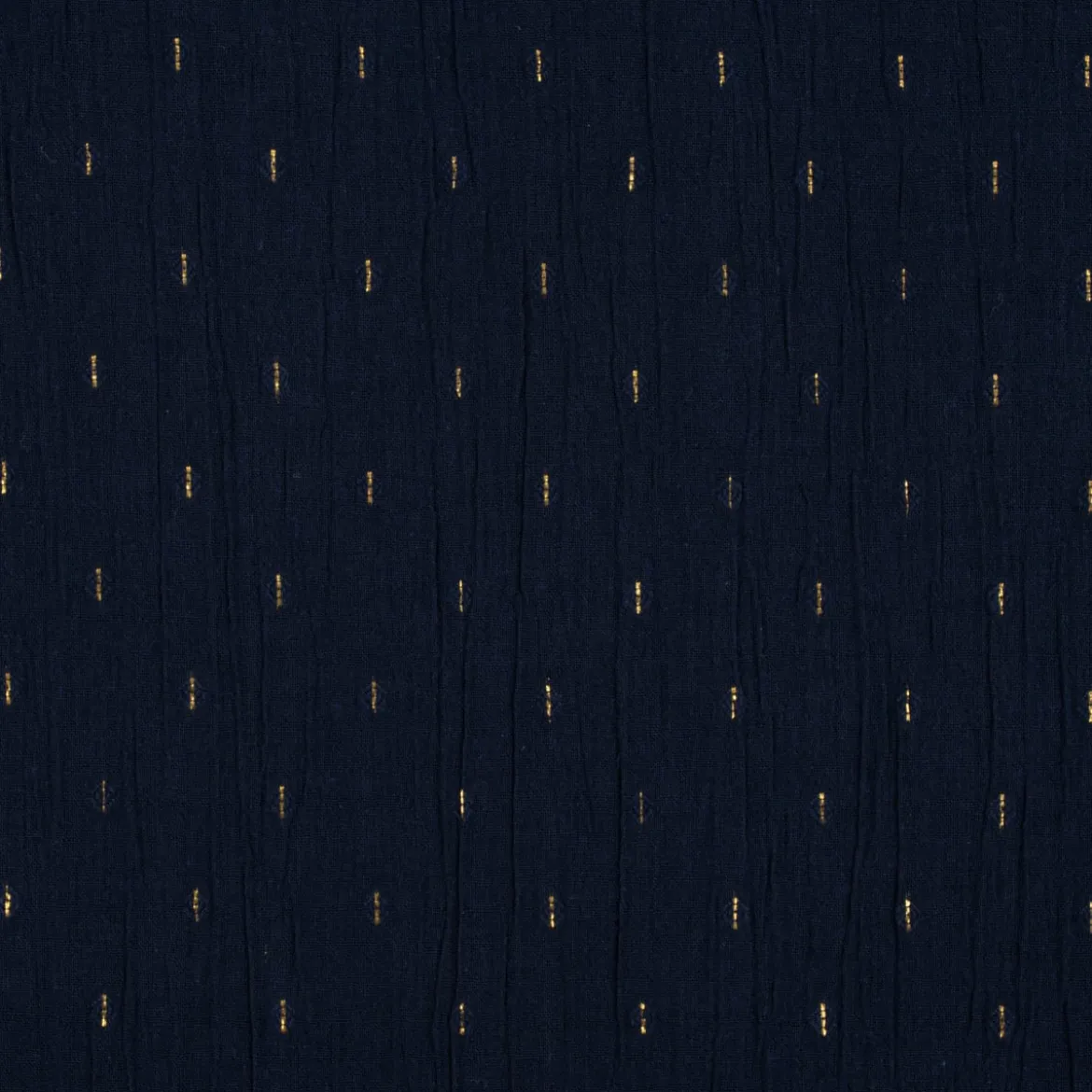 Baumwollstoff Crinkle Dobby Lurex dunkelblau goldfarbig 1,35m Breite