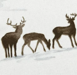 Baumwollstoff Dekostoff Halbpanama Hirsche Winterlandschaft ecru braun grau 150 cm