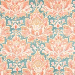 Baumwollstoff Dekostoff Halbpanama Digitaldruck Lalika Blumenornamente rosa petrol 1,40m Breite