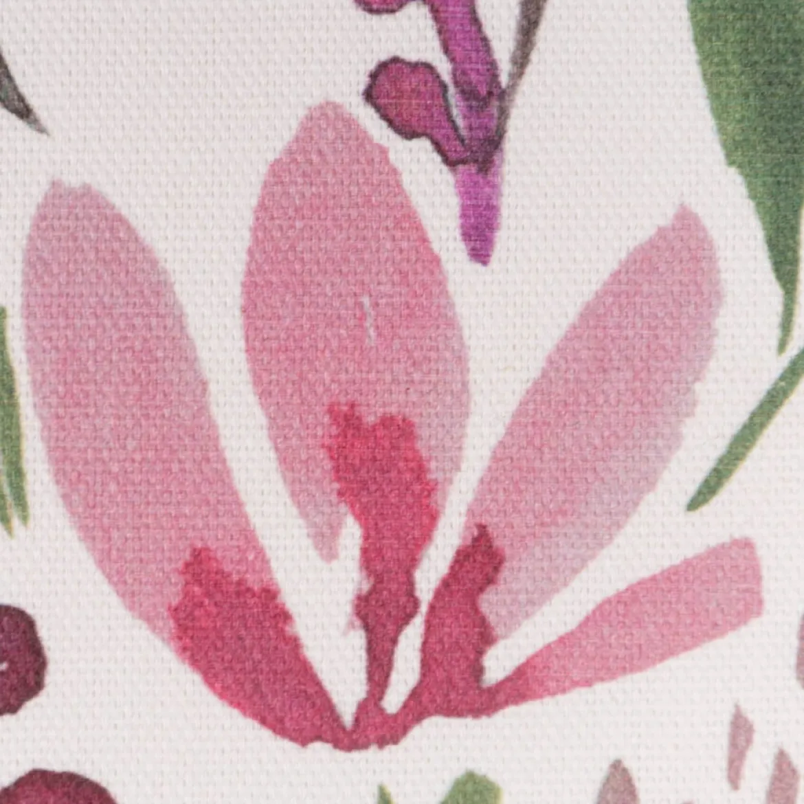 Baumwollstoff Dekostoff Halbpanama Digitaldruck Aquarell Blumen weiß rosa grün 1,40m Breite