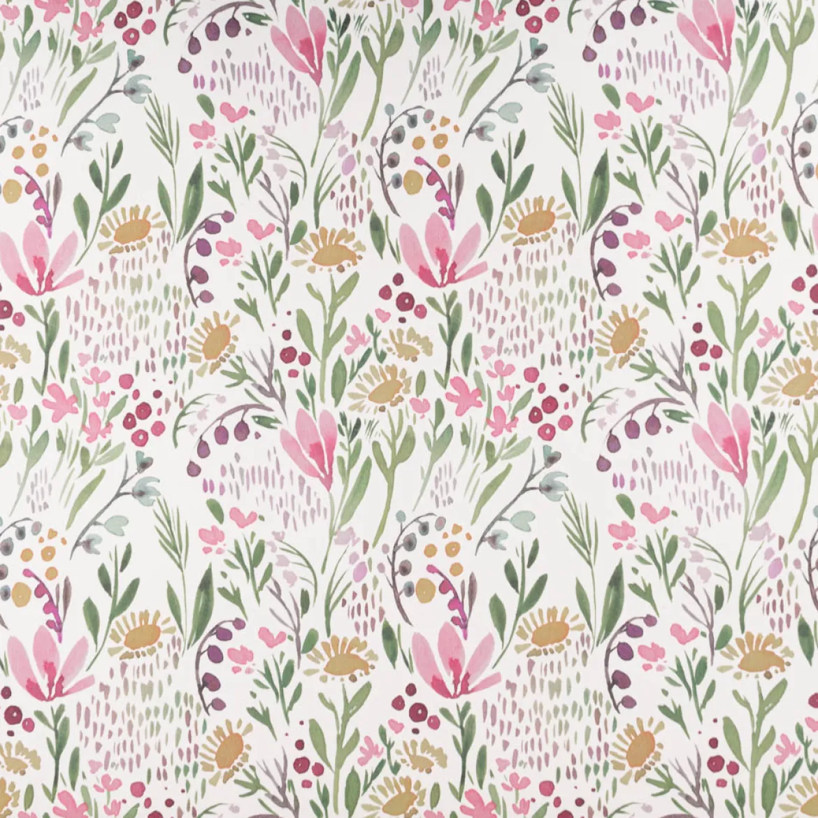 Baumwollstoff Dekostoff Halbpanama Digitaldruck Aquarell Blumen weiß rosa grün 1,40m Breite