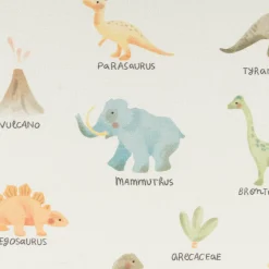 Baumwollstoff Dekostoff Halbpanama Digitaldruck Dinosaurier mintgrün bunt 1,40m Breite