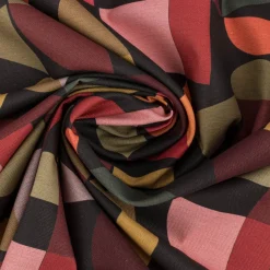 Baumwollstoff Dekostoff Halbpanama Geometrie Formen schwarz bunt 1,40m Breite