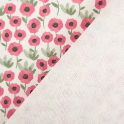 Baumwollstoff Dekostoff Halbpanama Digitaldruck Mini Blume weiß pink 1,40m Breite