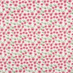 Baumwollstoff Dekostoff Halbpanama Digitaldruck Mini Blume weiß pink 1,40m Breite