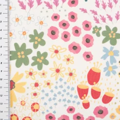 Baumwollstoff Dekostoff Halbpanama Digitaldruck Mini Blumen weiß bunt 1,40m Breite