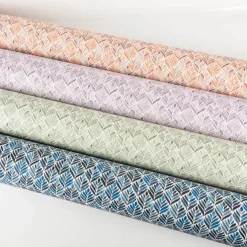 Baumwollstoff Dekostoff Halbpanama Digitaldruck Aquarell Ornamente weiß lila 1,40m Breite