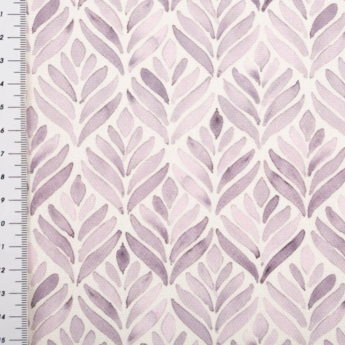 Baumwollstoff Dekostoff Halbpanama Digitaldruck Aquarell Ornamente weiß lila 1,40m Breite