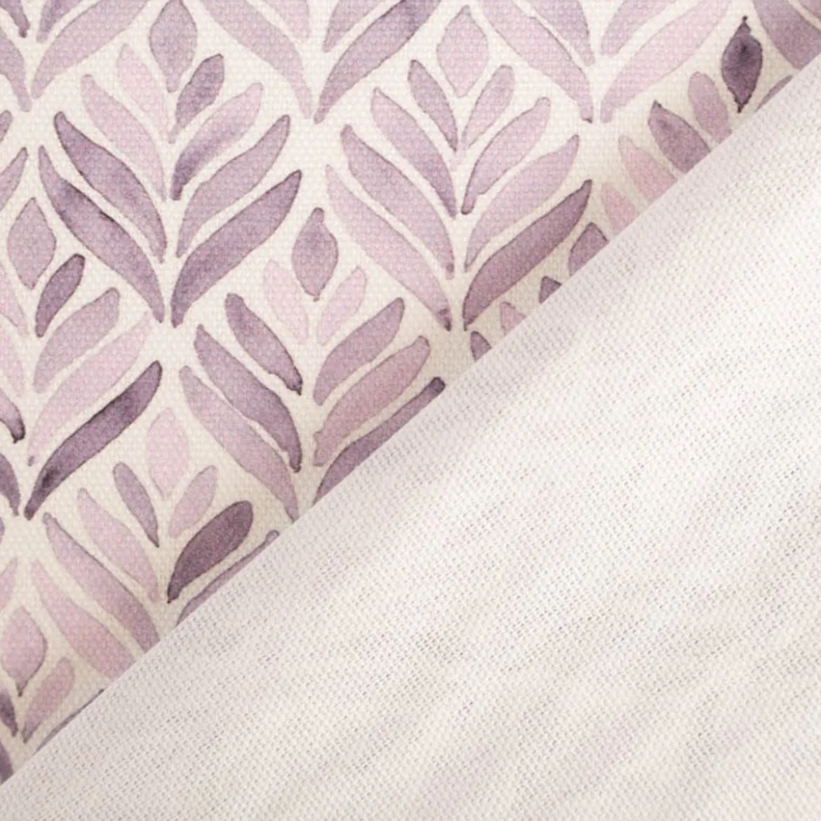 Baumwollstoff Dekostoff Halbpanama Digitaldruck Aquarell Ornamente weiß lila 1,40m Breite