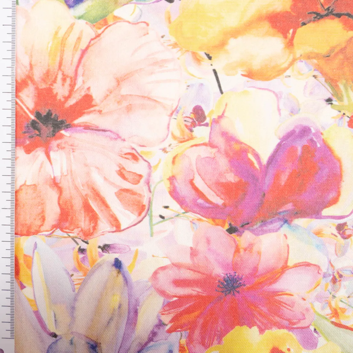 Baumwollstoff Dekostoff Halbpanama Exotik Blumen bunt 1,40m Breite