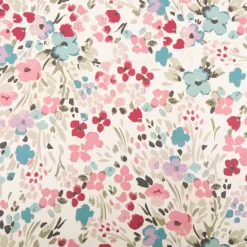 Baumwollstoff Dekostoff Halbpanama Digitaldruck Aquarell Blüten weiß rosa blau 1,40m Breite