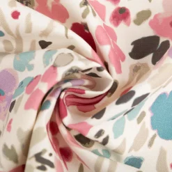 Baumwollstoff Dekostoff Halbpanama Digitaldruck Aquarell Blüten weiß rosa blau 1,40m Breite