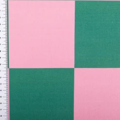 Baumwollstoff Dekostoff Halbpanama Digitaldruck Karo 10x10cm pink dunkelgrün 1,40m Breite